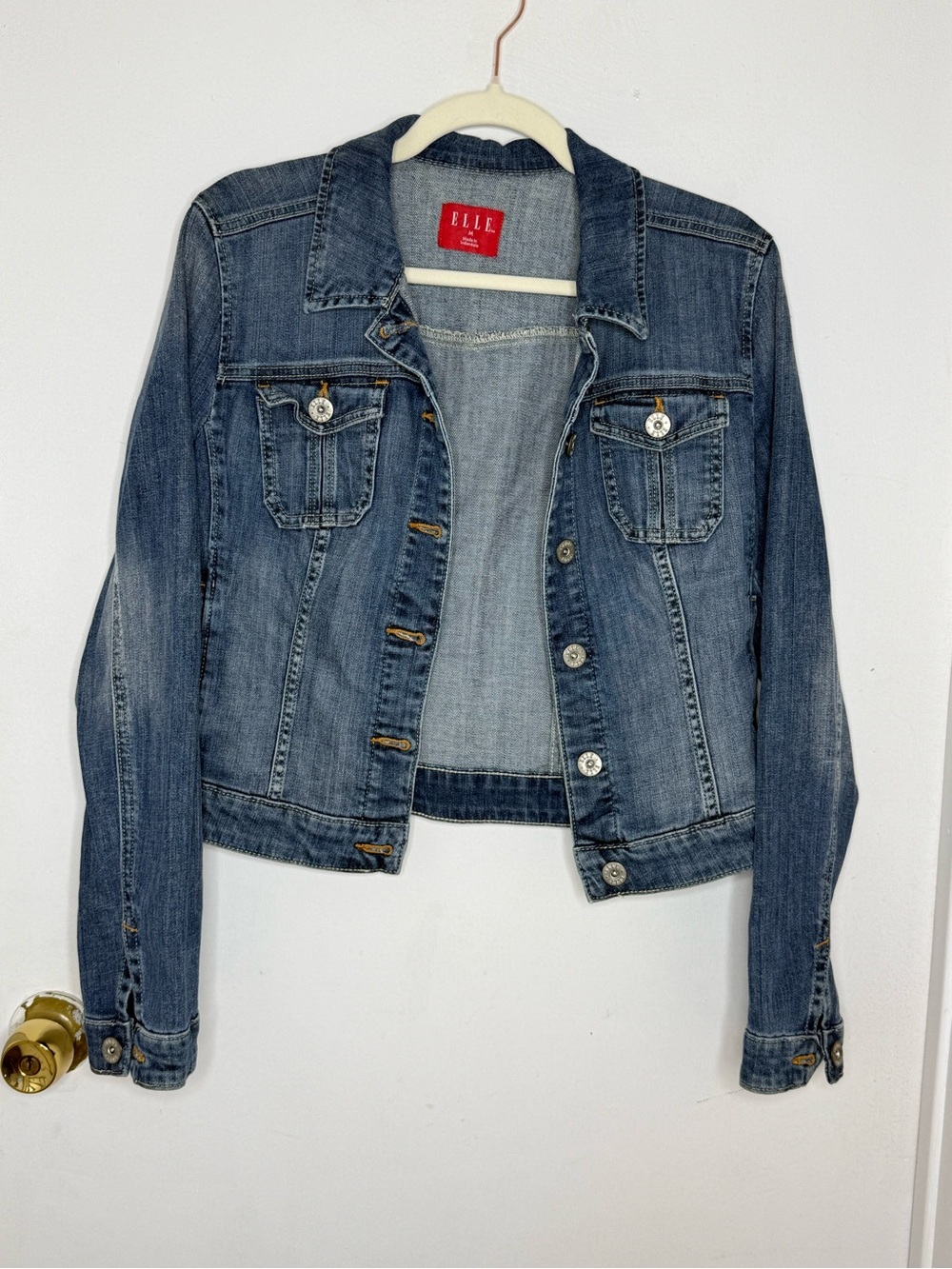 ELLE Washed Blue Denim Jacket with Button Front